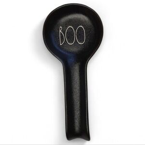 Rae‎ Dunn Halloween Kitchen Spoon Rest "BOO" NEW 2024 Black Cast Iron Look